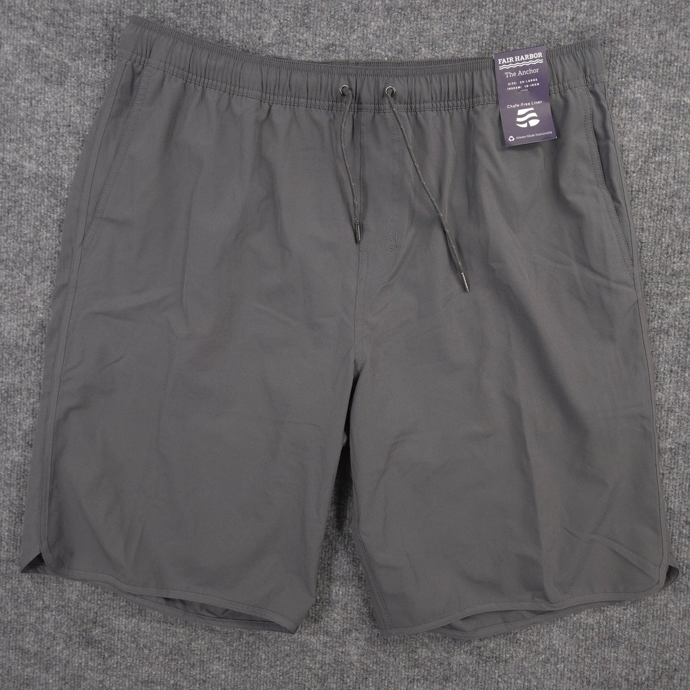 Fair Harbor The Anchor Swim Trunks Mens 3XL Gray Chafe Free Liner 10" Inseam NEW